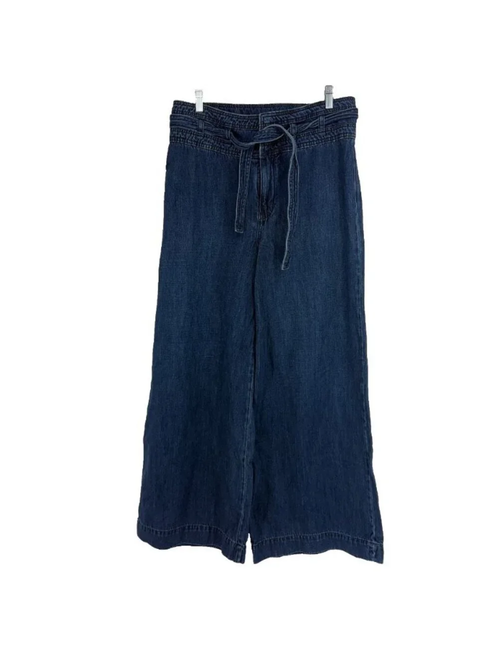 Free People Women 30 Wide Leg Jeans Dark Wash Denim Belt Waist Modern Relaxed
